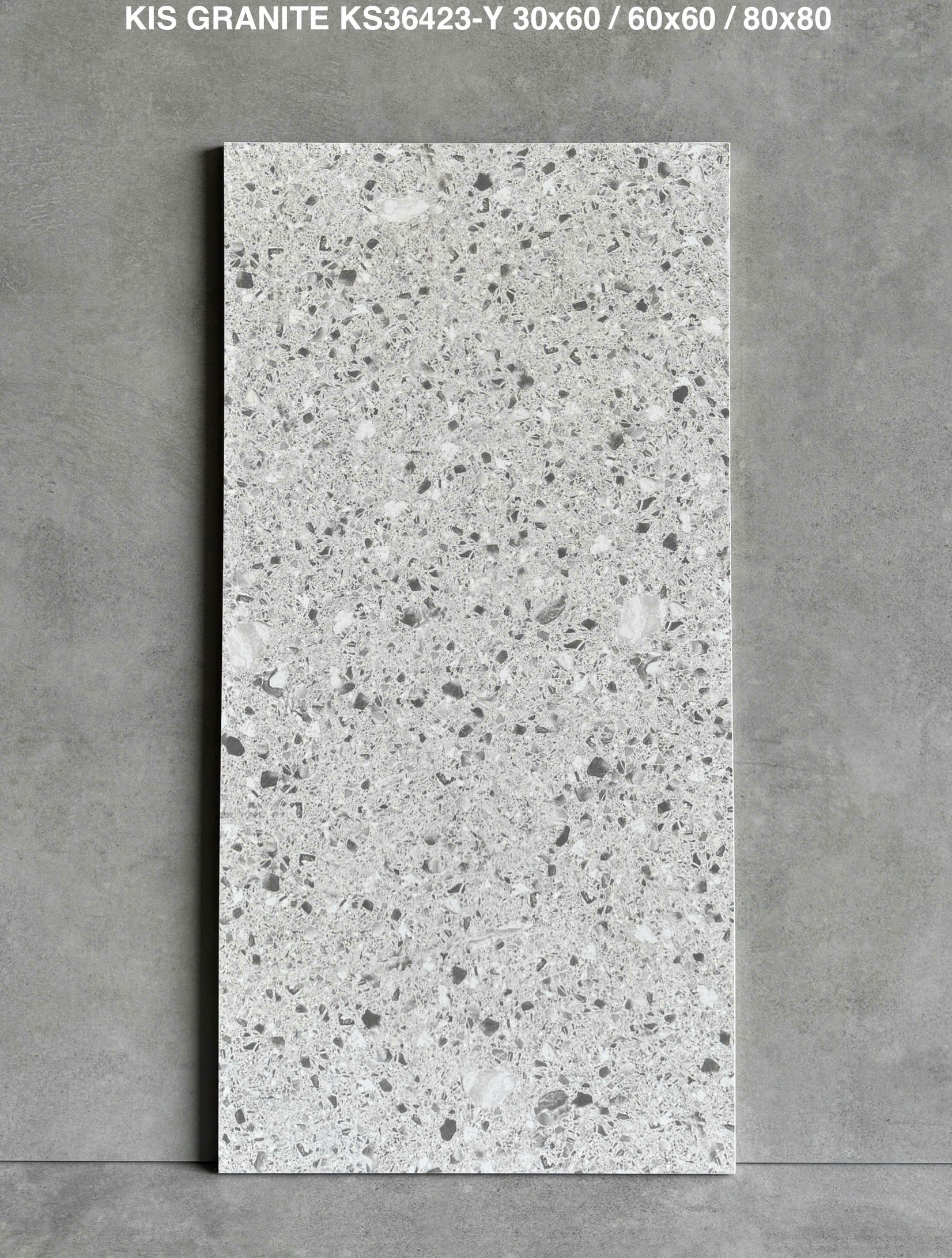 Gạch Terrazzo KIS KS36423 30x60 Trắng Ghi Mờ