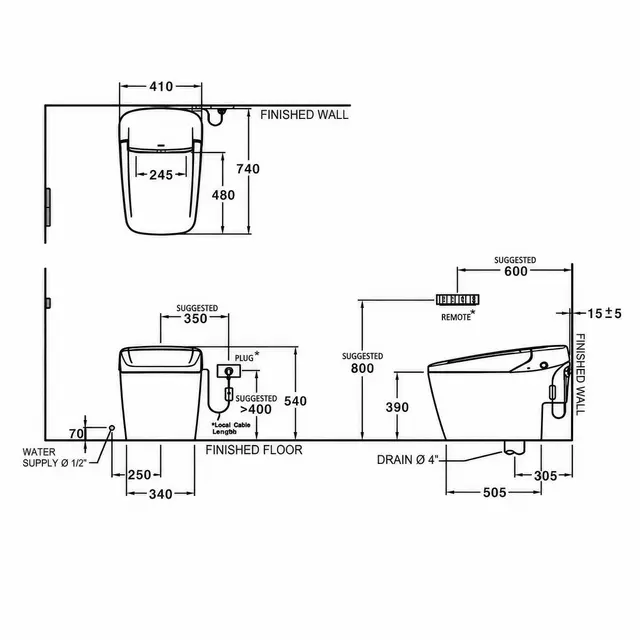 Bồn Cầu Thông Minh COTTO C10217 Dòng Vizio Trắng Dáng Vuông - Ảnh 2
