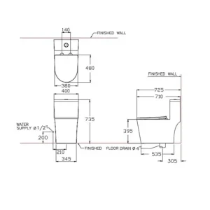 Alternative view of Bồn Cầu 1 Khối COTTO C11003HOS Dòng Wynn Trắng Thân Dài
