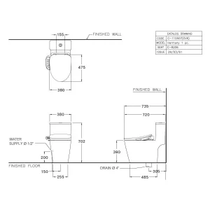 Alternative view of Bồn Cầu 2 Khối COTTO C167507(CV6) Harmony Trắng Nắp Điện Tử