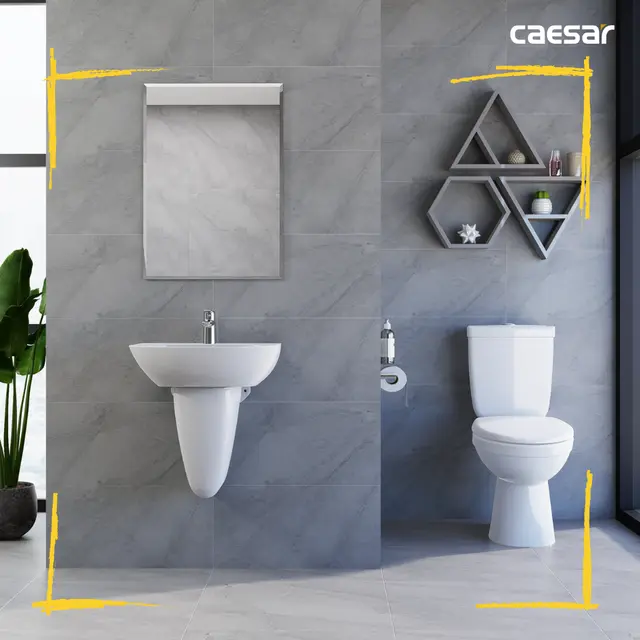 Bồn Cầu 2 Khối Caesar CD1325 Trắng Thân Dài - Ảnh 2