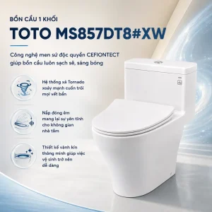 Bồn Cầu 1 Khối TOTO MS857DT8#XW Trắng Thân Dài