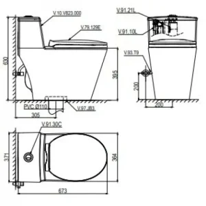 Alternative view of Bồn Cầu 1 Khối Viglacera V823 Trắng