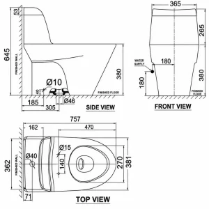 Alternative view of Bồn Cầu 1 Khối American Standard VF-2010SW (Nắp Rửa Cơ M4A839) Trắng